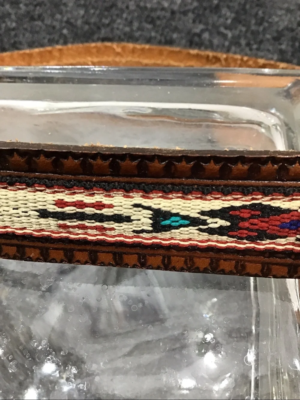 Justin Brown Leather Western Belt with Ornate Silver Buckle and  embroidery 28